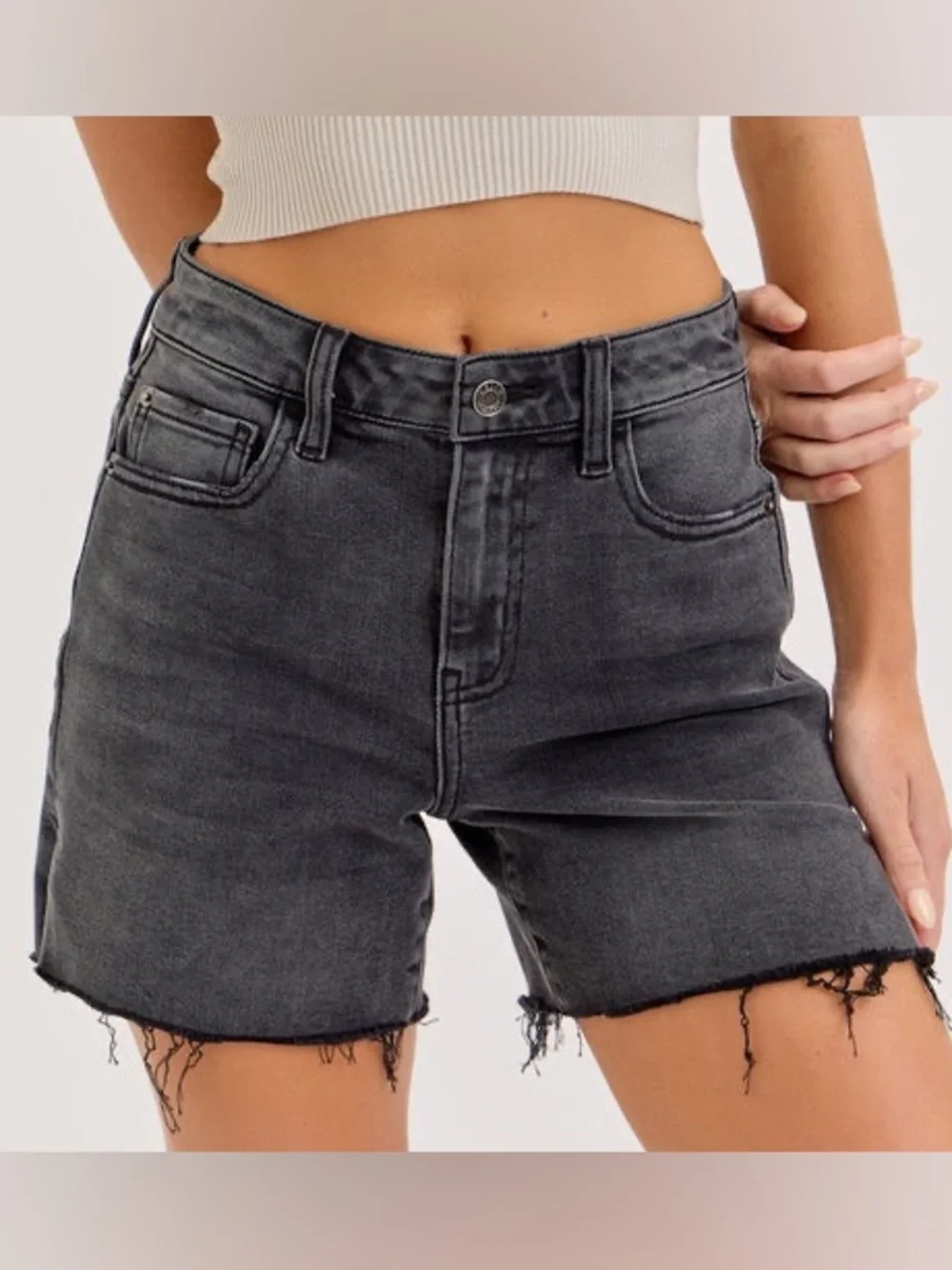 Express High-Rise Denim Shorts - Black